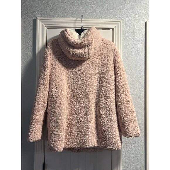 C&C California Medium Sherpa Fleece Jacket Pink Soft Teddy Snap Zip Front Coat - Picture 6 of 6